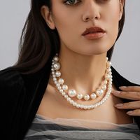 Sweet Round Imitation Pearl Alloy Beaded Layered Plating Women's Layered Necklaces main image 2