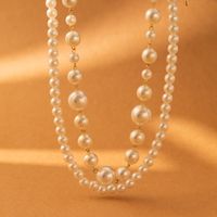 Sweet Round Imitation Pearl Alloy Beaded Layered Plating Women's Layered Necklaces main image 4