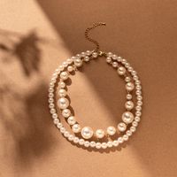 Sweet Round Imitation Pearl Alloy Beaded Layered Plating Women's Layered Necklaces main image 5