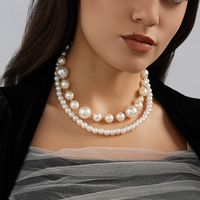 Sweet Round Imitation Pearl Alloy Beaded Layered Plating Women's Layered Necklaces main image 3