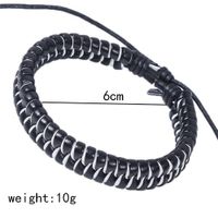 Hip-hop Color Block Pu Leather Knitting Men's Wristband main image 2