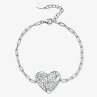 Vintage Style Simple Style Heart Shape Sterling Silver Plating White Gold Plated Women's Bracelets Earrings Necklace sku image 2