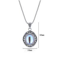 Casual Oval Sterling Silver Inlay Zircon Pendant Necklace main image 2