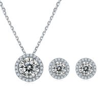 Shiny Solid Color Sterling Silver Plating Inlay Moissanite 18k Gold Plated Jewelry Set main image 5