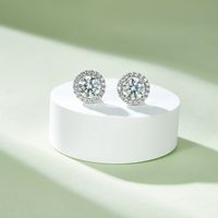 Shiny Solid Color Sterling Silver Plating Inlay Moissanite 18k Gold Plated Jewelry Set main image 2
