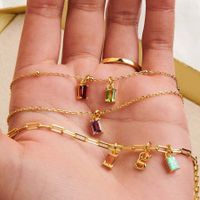 Copper Simple Style Plating Inlay Oval Birthstone Necklace main image 5