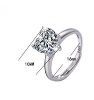 Shiny Heart Shape Sterling Silver Plating Inlay Zircon White Gold Plated Open Rings main image 2