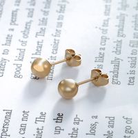 1 Pair Basic Round Plating 304 Stainless Steel 18K Gold Plated Raw Steel Ear Studs main image 2