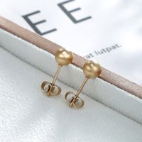 1 Pair Basic Round Plating 304 Stainless Steel 18K Gold Plated Raw Steel Ear Studs main image 3