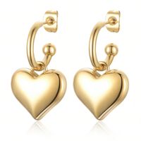 1 Pair French Style Simple Style Heart Shape Stainless Steel 18K Gold Plated Drop Earrings main image 3