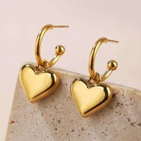 1 Pair French Style Simple Style Heart Shape Stainless Steel 18K Gold Plated Drop Earrings main image 6