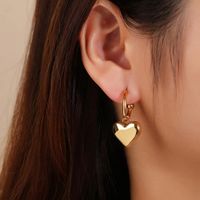 1 Pair French Style Simple Style Heart Shape Stainless Steel 18K Gold Plated Drop Earrings main image 9