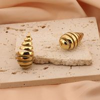 1 Pair Basic Water Droplets Plating Titanium Steel 18K Gold Plated Ear Studs main image 8