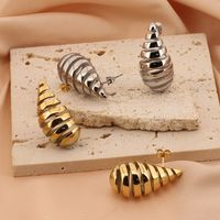 1 Pair Basic Water Droplets Plating Titanium Steel 18K Gold Plated Ear Studs main image 4