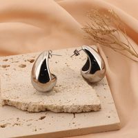 1 Pair Basic Water Droplets Plating Titanium Steel 18K Gold Plated Ear Studs main image 5