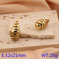 1 Pair Basic Water Droplets Plating Titanium Steel 18K Gold Plated Ear Studs sku image 8