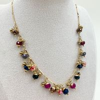304 Stainless Steel Artificial Crystal 14K Gold Plated Elegant Lady Plating Solid Color Crystal Necklace sku image 4