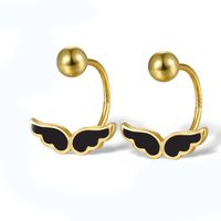 1 Pair Elegant Simple Style Wings Plating Sterling Silver 18k Gold Plated White Gold Plated Ear Studs main image 4
