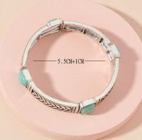 Retro Bohemian Square Alloy Plating Inlay Carving Turquoise Women's Bangle main image 2
