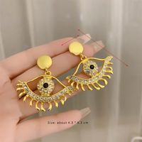 1 Pair Vintage Style Exaggerated Eye Plating Inlay Copper Alloy Zircon Drop Earrings main image 2