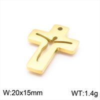 1 Piece Stainless Steel 18K Gold Plated Cross sku image 12