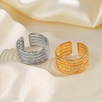 304 Stainless Steel 18K Gold Plated Simple Style Plating Lines Open Rings main image 3