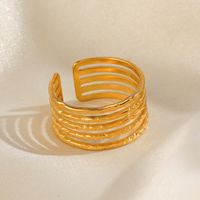 304 Stainless Steel 18K Gold Plated Simple Style Plating Lines Open Rings main image 5