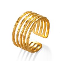 304 Stainless Steel 18K Gold Plated Simple Style Plating Lines Open Rings main image 6