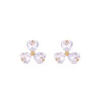 1 Pair Commute Shiny Shamrock Plating Inlay Copper Zircon Gold Plated Ear Studs main image 5
