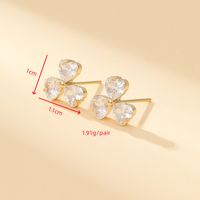 1 Pair Commute Shiny Shamrock Plating Inlay Copper Zircon Gold Plated Ear Studs main image 2