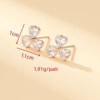 1 Pair Commute Shiny Shamrock Plating Inlay Copper Zircon Gold Plated Ear Studs main image 3