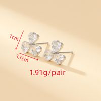 1 Pair Commute Shiny Shamrock Plating Inlay Copper Zircon Gold Plated Ear Studs main image 4