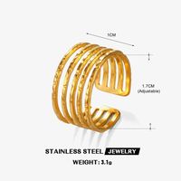 304 Stainless Steel 18K Gold Plated Simple Style Plating Lines Open Rings sku image 2