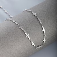 304 Stainless Steel 18K Gold Plated Raw Steel Novelty Simple Style Plating Cross Necklace main image 7