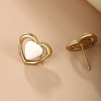 1 Pair Cute Sweet Heart Shape Enamel Plating Metal 304 Stainless Steel 18K Gold Plated Ear Studs main image 3