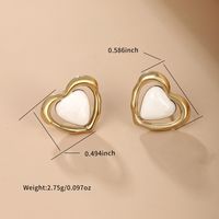1 Pair Cute Sweet Heart Shape Enamel Plating Metal 304 Stainless Steel 18K Gold Plated Ear Studs main image 4
