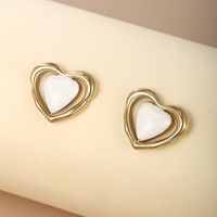 1 Pair Cute Sweet Heart Shape Enamel Plating Metal 304 Stainless Steel 18K Gold Plated Ear Studs main image 2