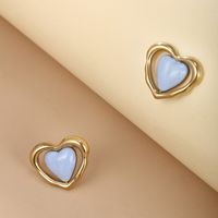 1 Pair Cute Sweet Heart Shape Enamel Plating Metal 304 Stainless Steel 18K Gold Plated Ear Studs main image 6
