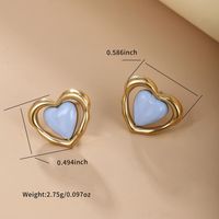 1 Pair Cute Sweet Heart Shape Enamel Plating Metal 304 Stainless Steel 18K Gold Plated Ear Studs sku image 1