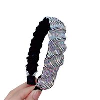 Women's IG Style Shiny Solid Color Cloth Inlay Rhinestones Hair Band main image 5