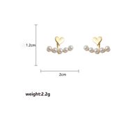 1 Paire Sucré Forme De Cœur Placage Incruster Alliage Perles Artificielles Plaqué Or Boucles D'oreilles main image 2