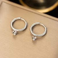 1 Pair Elegant Round Inlay 304 Stainless Steel Artificial Rhinestones 18K Gold Plated Earrings sku image 1