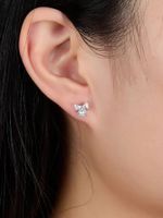 1 Pair Simple Style Commute Shiny Bow Knot Plating Hollow Out Inlay Sterling Silver Zircon 18k Gold Plated White Gold Plated Ear Studs main image 6