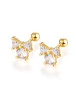 1 Pair Simple Style Commute Shiny Bow Knot Plating Hollow Out Inlay Sterling Silver Zircon 18k Gold Plated White Gold Plated Ear Studs sku image 1