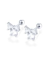 1 Pair Simple Style Commute Shiny Bow Knot Plating Hollow Out Inlay Sterling Silver Zircon 18k Gold Plated White Gold Plated Ear Studs sku image 2