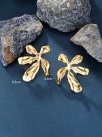 1 Pair Lady Flower Plating 304 Stainless Steel 14K Gold Plated Ear Studs main image 2