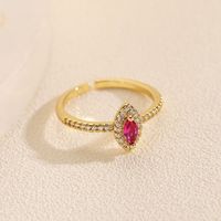 Retro Simple Style Commute Geometric Copper Plating Inlay Zircon 18k Gold Plated Open Rings sku image 4