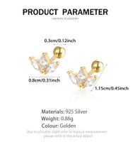 1 Pair Commute Shiny Korean Style Shamrock Plating Inlay Sterling Silver Zircon 18k Gold Plated White Gold Plated Ear Studs main image 2