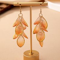 1 Pair Classical Romantic Flower Transparent Arylic 14k Gold Plated Drop Earrings main image 3