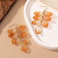 1 Pair Classical Romantic Flower Transparent Arylic 14k Gold Plated Drop Earrings main image 5